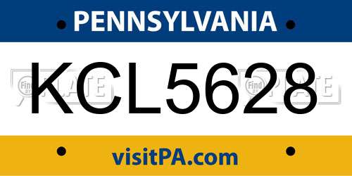 KCL5628 Pennsylvania License Plate