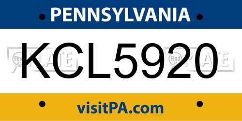 KCL5920 Pennsylvania License Plate
