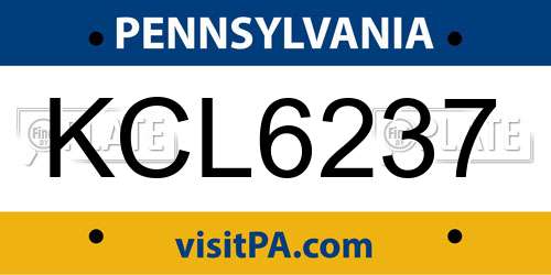 KCL6237 Pennsylvania License Plate