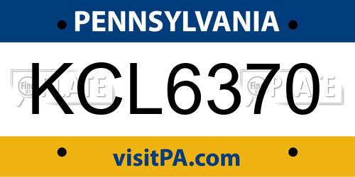 KCL6370 Pennsylvania License Plate