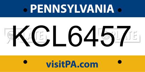 KCL6457 Pennsylvania License Plate
