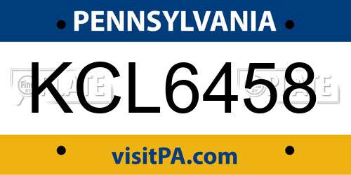KCL6458 Pennsylvania License Plate