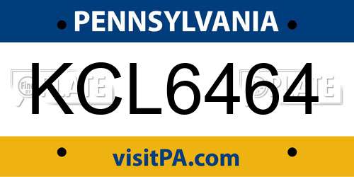 KCL6464 Pennsylvania License Plate