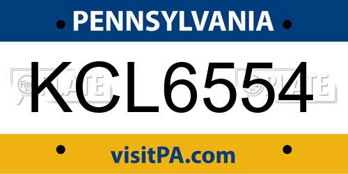 KCL6554 Pennsylvania License Plate
