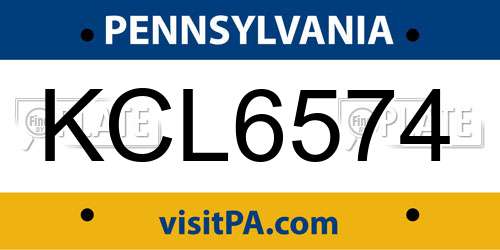 KCL6574 Pennsylvania License Plate