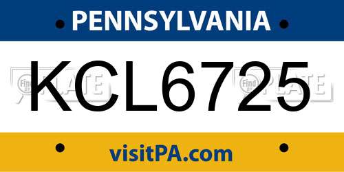 KCL6725 Pennsylvania License Plate