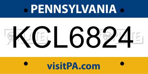 KCL6824 Pennsylvania License Plate