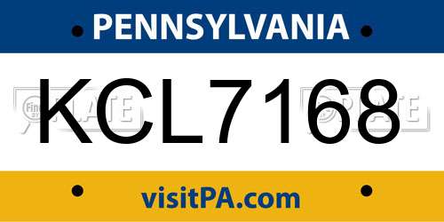 KCL7168 Pennsylvania License Plate