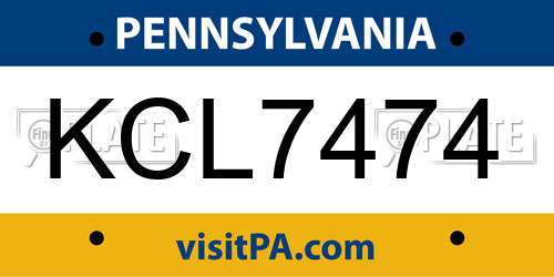 KCL7474 Pennsylvania License Plate
