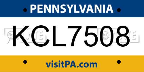 KCL7508 Pennsylvania License Plate