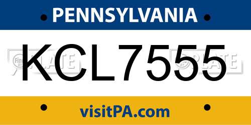 KCL7555 Pennsylvania License Plate