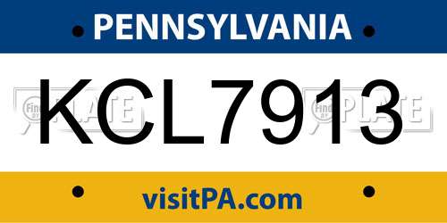 KCL7913 Pennsylvania License Plate