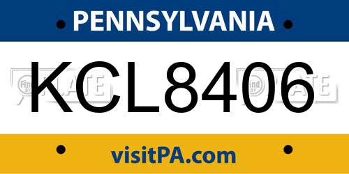 KCL8406 Pennsylvania License Plate