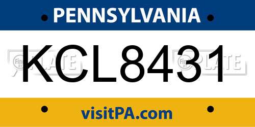 KCL8431 Pennsylvania License Plate