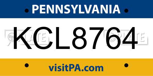 KCL8764 Pennsylvania License Plate