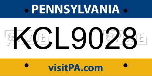 KCL9028 Pennsylvania License Plate