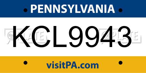 KCL9943 Pennsylvania License Plate