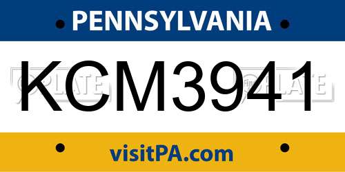 KCM3941 Pennsylvania License Plate