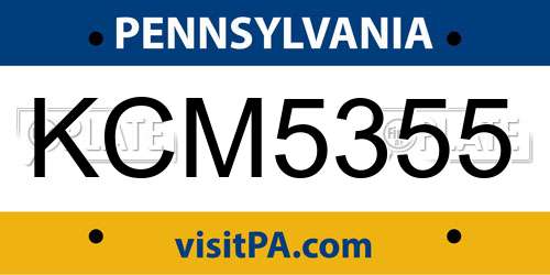 KCM5355 Pennsylvania License Plate