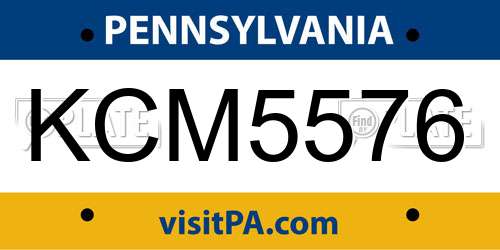 KCM5576 Pennsylvania License Plate