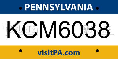 KCM6038 Pennsylvania License Plate
