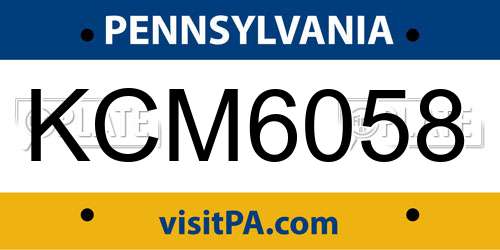 KCM6058 Pennsylvania License Plate