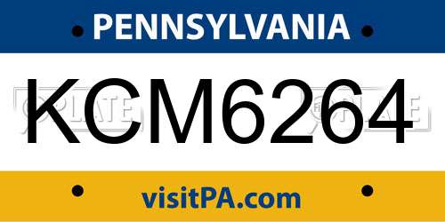 KCM6264 Pennsylvania License Plate
