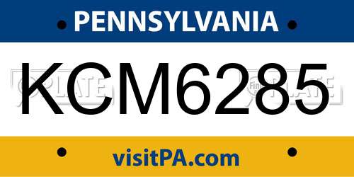 KCM6285 Pennsylvania License Plate