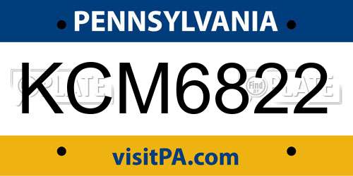 KCM6822 Pennsylvania License Plate