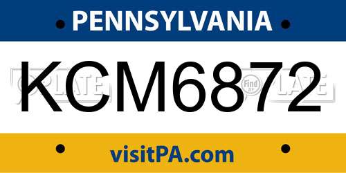 KCM6872 Pennsylvania License Plate