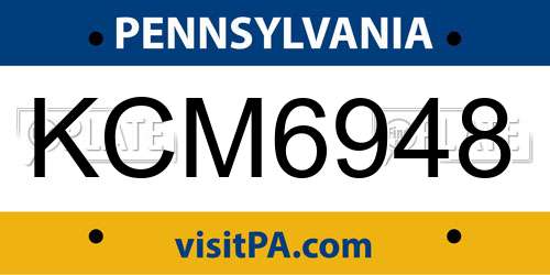 KCM6948 Pennsylvania License Plate