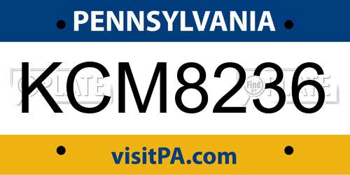 KCM8236 Pennsylvania License Plate