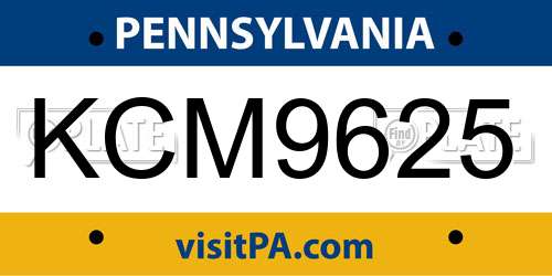 KCM9625 Pennsylvania License Plate