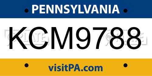 KCM9788 Pennsylvania License Plate