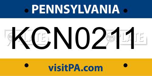KCN0211 Pennsylvania License Plate