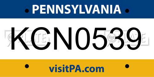 KCN0539 Pennsylvania License Plate