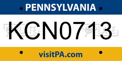 KCN0713 Pennsylvania License Plate