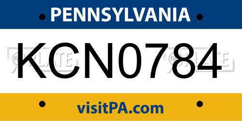 KCN0784 Pennsylvania License Plate