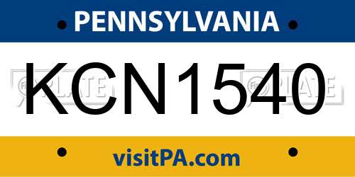 KCN1540 Pennsylvania License Plate