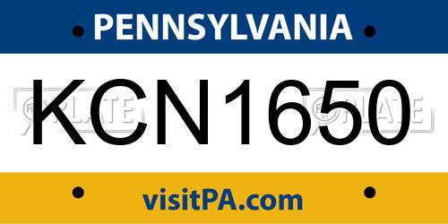 KCN1650 Pennsylvania License Plate