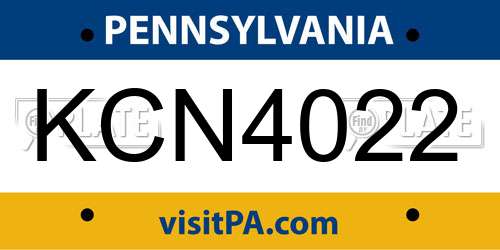 KCN4022 Pennsylvania License Plate