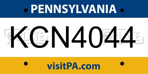 KCN4044 Pennsylvania License Plate