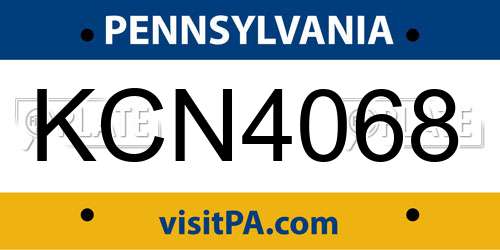 KCN4068 Pennsylvania License Plate