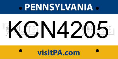 KCN4205 Pennsylvania License Plate