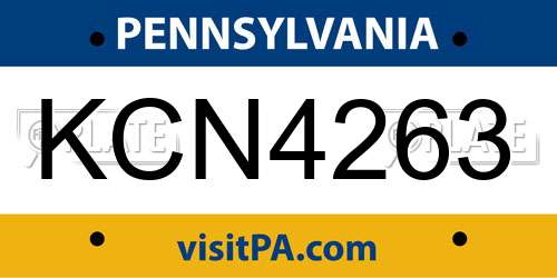 KCN4263 Pennsylvania License Plate