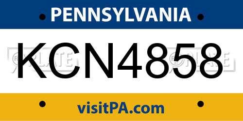 KCN4858 Pennsylvania License Plate