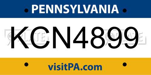 KCN4899 Pennsylvania License Plate