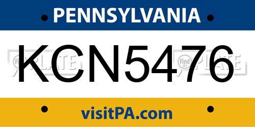 KCN5476 Pennsylvania License Plate
