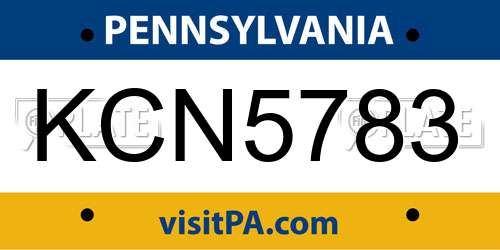 KCN5783 Pennsylvania License Plate
