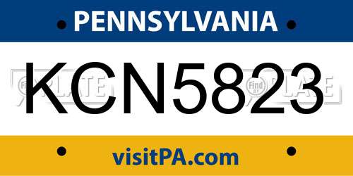 KCN5823 Pennsylvania License Plate